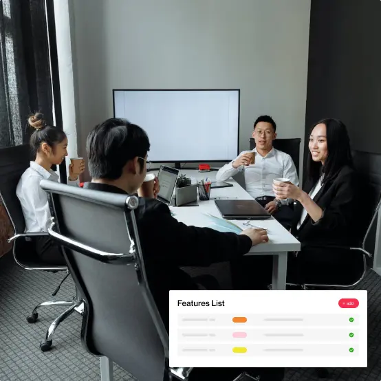 create a new feature: a group of people having a meeting